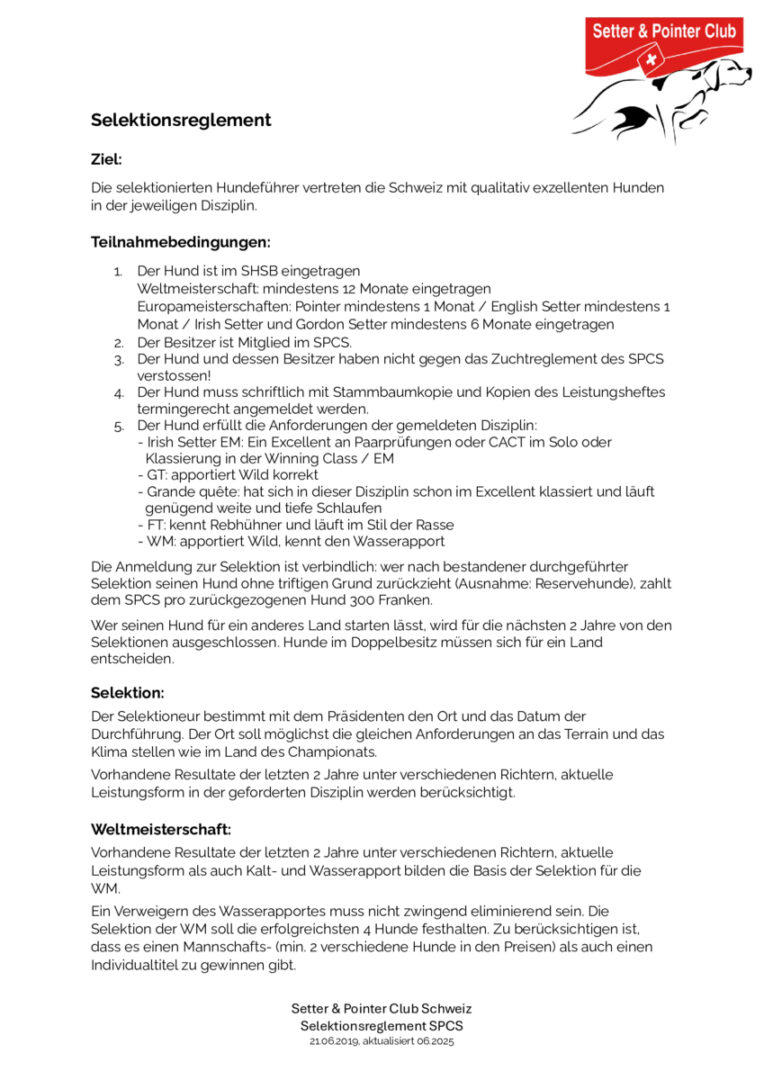 thumbnail of Selektionsreglement SPCS DE