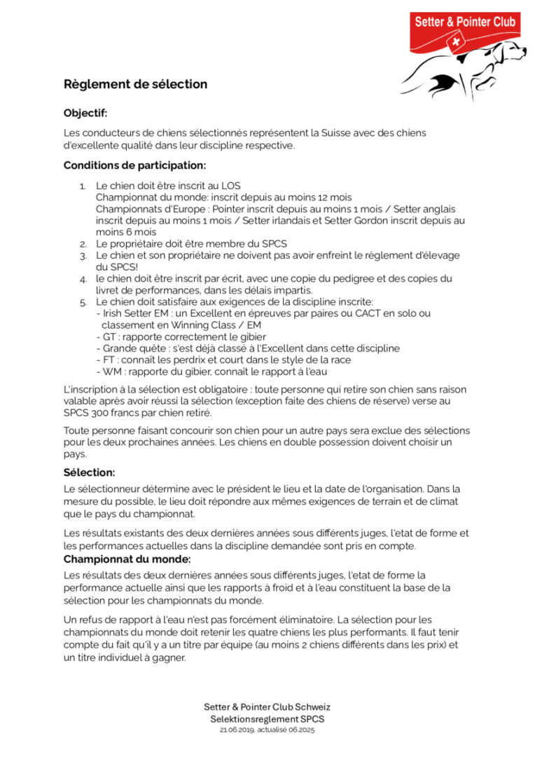 thumbnail of Selektionsreglement SPCS FR
